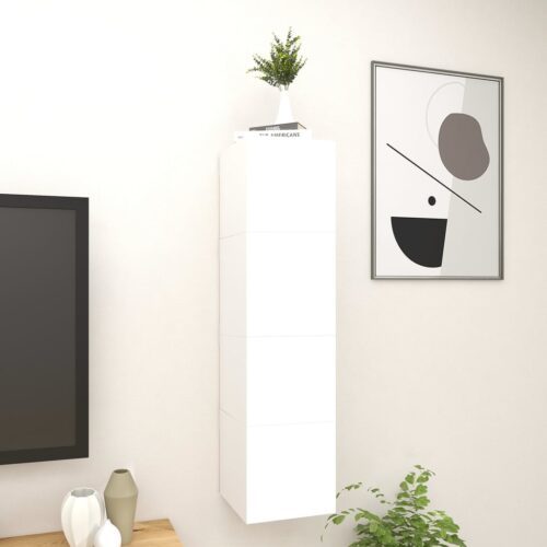 Wall Mounted TV Cabinets 4pcs High Gloss White 30.5x30x30cm - Image 3