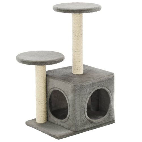 Cat Tree with Sisal Scratching Posts 60cm Grey - Image 2