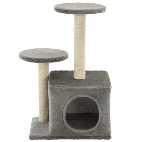 Cat Tree with Sisal Scratching Posts 60cm Grey - Image 3