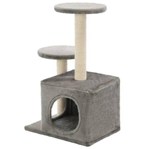 Cat Tree with Sisal Scratching Posts 60cm Grey - Image 4