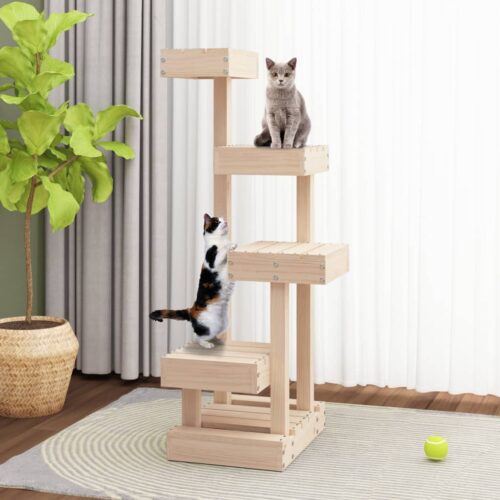 Cat Tree 45.5x49x103cm Solid Pine Wood - Image 3