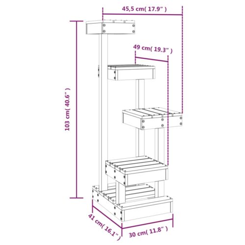 Cat Tree 45.5x49x103cm Solid Pine Wood - Image 7