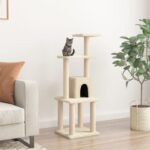 Cat Tree with Sisal Scratching Posts Cream 105cm
