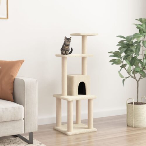 Cat Tree with Sisal Scratching Posts Cream 105cm