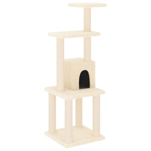 Cat Tree with Sisal Scratching Posts Cream 105cm - Image 2