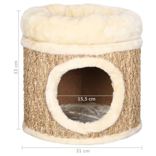Cat House with Luxury Cushion 33cm Seagrass - Image 7