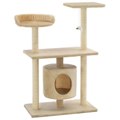 Cat Tree with Sisal Scratching Posts 95cm Beige - Image 2