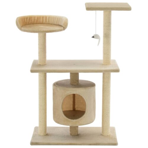 Cat Tree with Sisal Scratching Posts 95cm Beige - Image 3