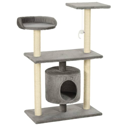 Cat Tree with Sisal Scratching Posts 95cm Grey - Image 2