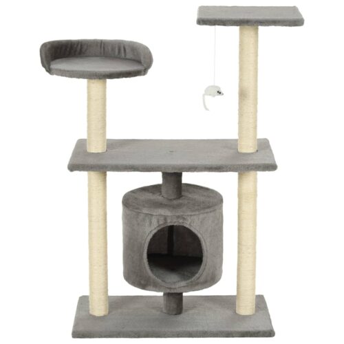 Cat Tree with Sisal Scratching Posts 95cm Grey - Image 3