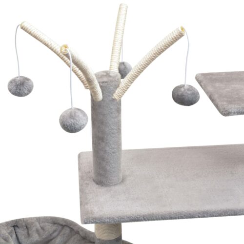 Cat Tree with Sisal Scratching Posts 125cm Grey - Image 4