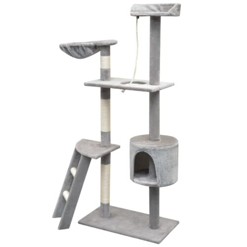 Cat Tree with Sisal Scratching Posts 150cm Grey - Image 2