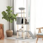 Cat Tree with Sisal Scratching Posts Light Grey 166cm
