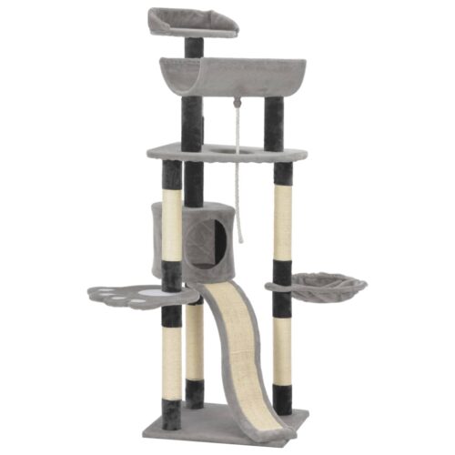 Cat Tree with Sisal Scratching Posts Grey 145cm