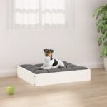 Dog Bed White 51.5x44x9cm Solid Pine Wood