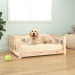 Dog Bed 75.5x55.5x28cm Solid Pine Wood