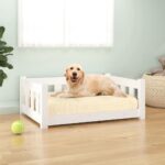 Dog Bed White 75.5x55.5x28cm Solid Pine Wood