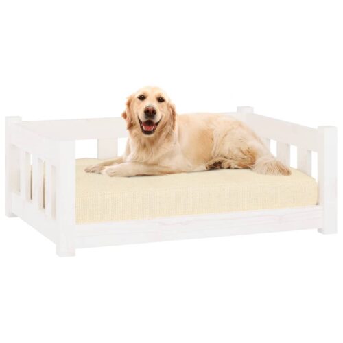 Dog Bed White 75.5x55.5x28cm Solid Pine Wood - Image 5