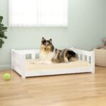 Dog Bed White 95.5x65.5x28cm Solid Pine Wood