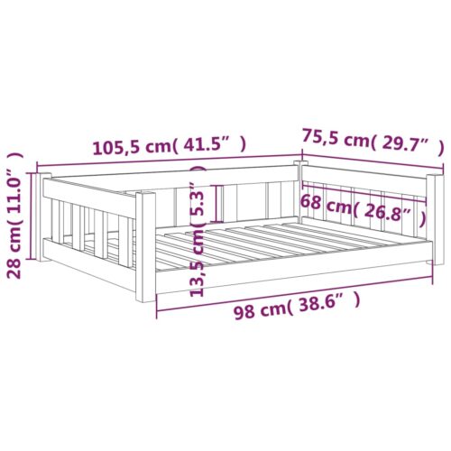 Dog Bed 105.5x75.5x28cm Solid Pine Wood - Image 7