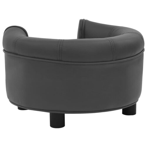 Dog Sofa Dark Grey 48x48x32cm Plush Faux Leather - Image 4