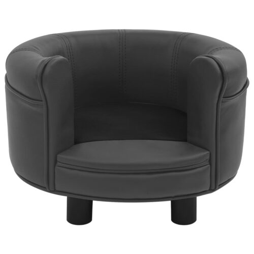 Dog Sofa Dark Grey 48x48x32cm Plush Faux Leather - Image 5