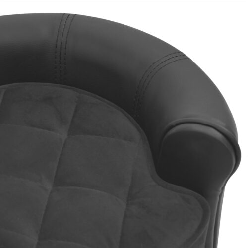 Dog Sofa Dark Grey 48x48x32cm Plush Faux Leather - Image 7