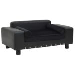 Dog Sofa Black 81x43x31cm Plush Faux Leather