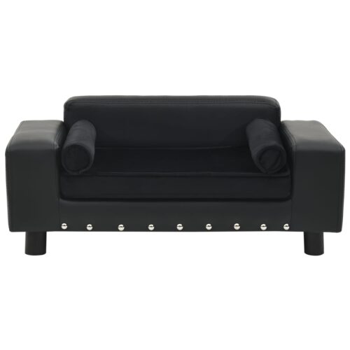 Dog Sofa Black 81x43x31cm Plush Faux Leather - Image 3
