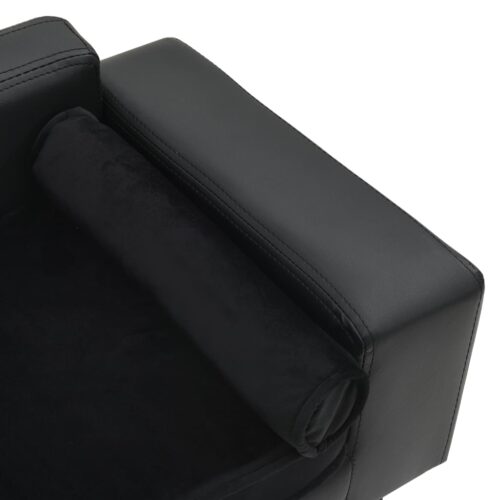 Dog Sofa Black 81x43x31cm Plush Faux Leather - Image 5