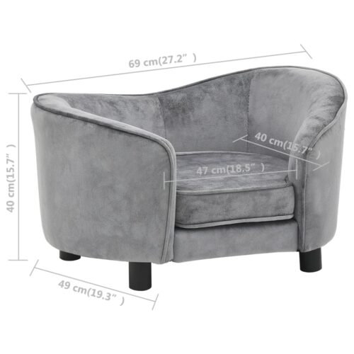 Dog Sofa Grey 69x49x40cm Plush - Image 9