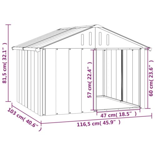 Dog House Grey 116.5x103x81.5cm Galvanised Steel - Image 5