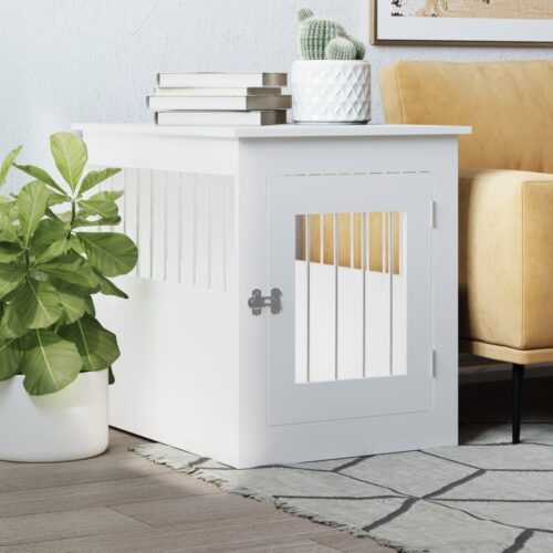 Dog Crate Furniture White 55x75x65cm Engineered Wood - Image 2