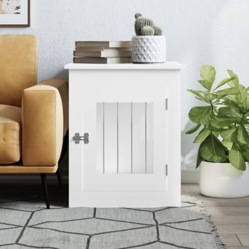 Dog Crate Furniture White 55x75x65cm Engineered Wood - Image 3