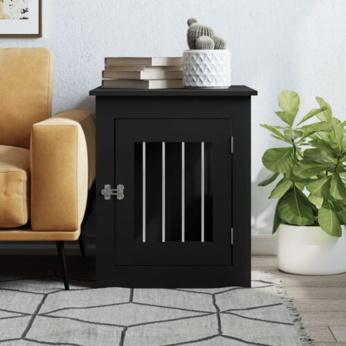Dog Crate Furniture Black 55x75x65cm Engineered Wood - Image 3