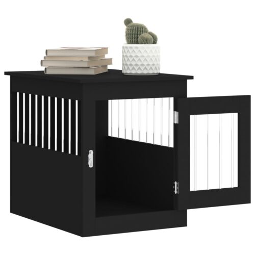 Dog Crate Furniture Black 55x75x65cm Engineered Wood - Image 5