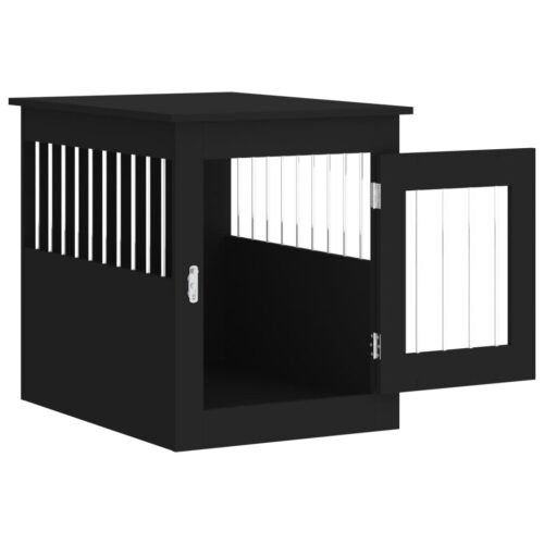 Dog Crate Furniture Black 55x75x65cm Engineered Wood - Image 6
