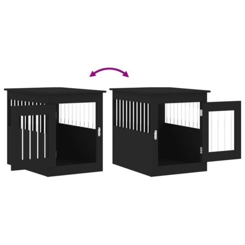 Dog Crate Furniture Black 55x75x65cm Engineered Wood - Image 10