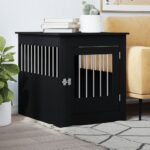 Dog Crate Furniture Black 64.5x80x71cm Engineered Wood