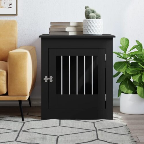 Dog Crate Furniture Black 64.5x80x71cm Engineered Wood - Image 3