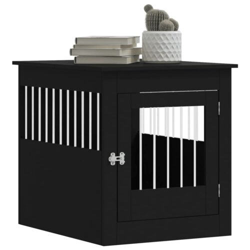 Dog Crate Furniture Black 64.5x80x71cm Engineered Wood - Image 4