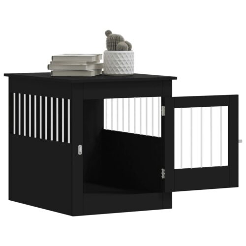 Dog Crate Furniture Black 64.5x80x71cm Engineered Wood - Image 5