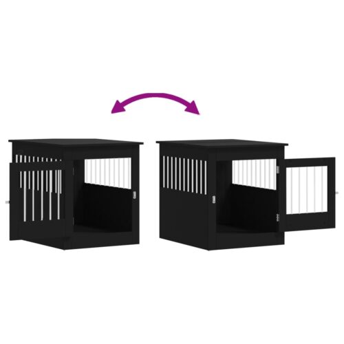 Dog Crate Furniture Black 64.5x80x71cm Engineered Wood - Image 10