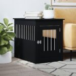 Dog Crate Furniture Black 55x80x68cm Engineered Wood