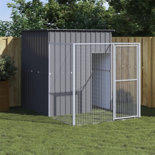 Dog House with Run Anthracite 165x251x181cm Galvanised Steel - Image 6