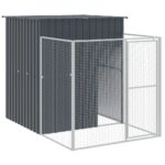 Dog House with Run Anthracite 165x251x181cm Galvanised Steel