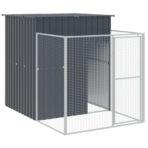 Dog House with Run Anthracite 165x251x181cm Galvanised Steel