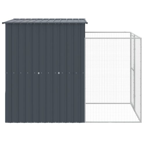 Dog House with Run Anthracite 165x251x181cm Galvanised Steel - Image 4