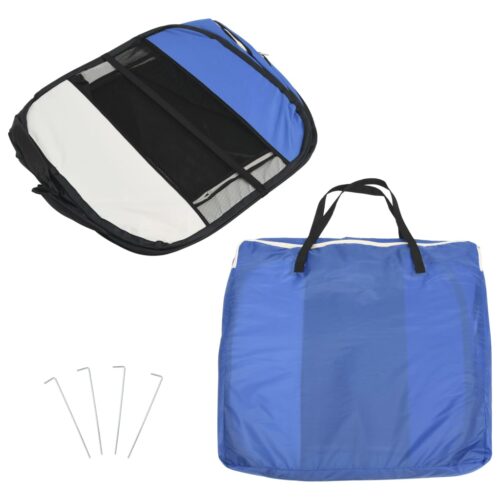 Foldable Dog Playpen with Carrying Bag Blue 110x110x58cm - Image 10