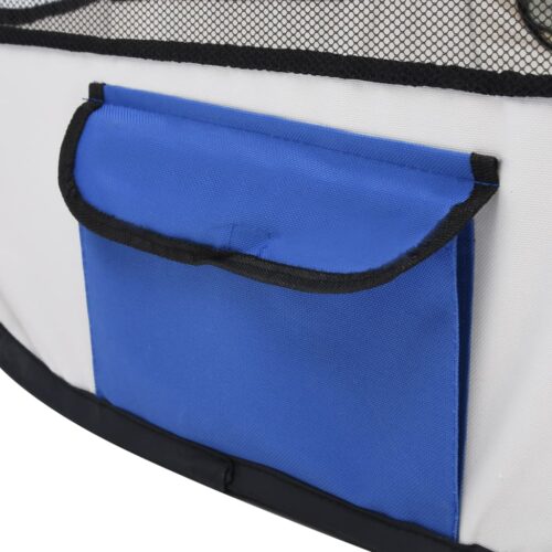 Foldable Dog Playpen with Carrying Bag Blue 125x125x61cm - Image 8
